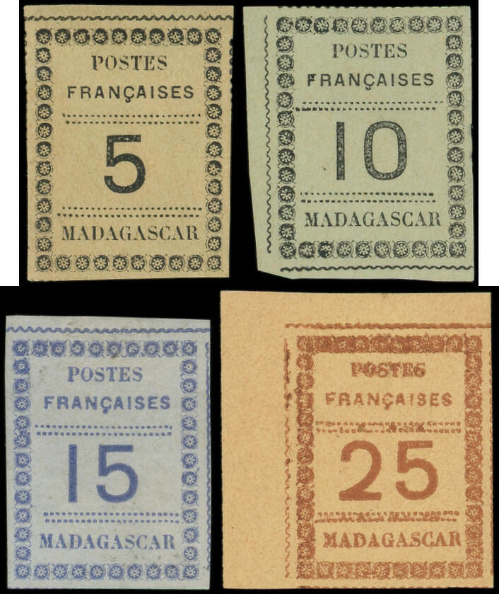 MADAGASCAR 8/11 : 5c., 10c., 15c. et 25c., TB (Catalog value 695,-)