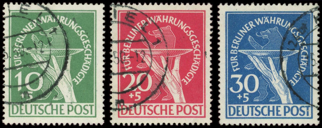 BERLIN 54/56 : la série, obl., TB (Catalog value 600,-)