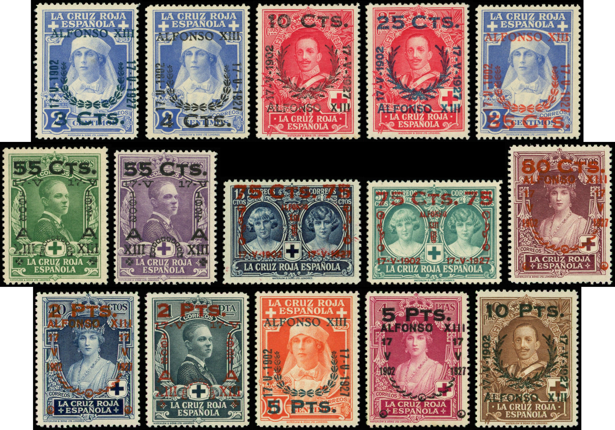 ESPAGNE 313/27 : la série surchargée, TB (Catalog value 500,-)