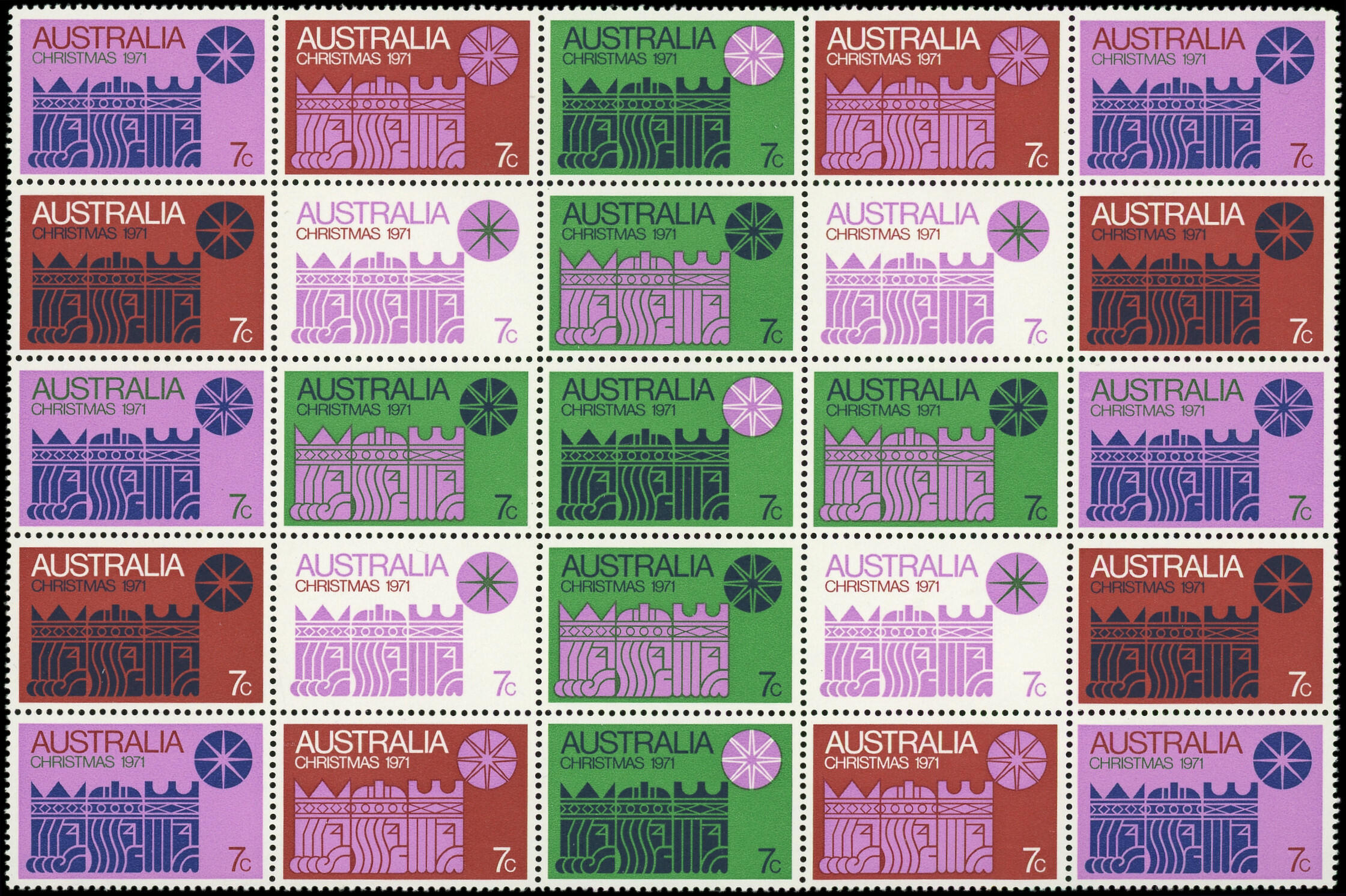 AUSTRALIE 450/56 : la série, en Bloc de 25, TB (Catalog value 225,-)