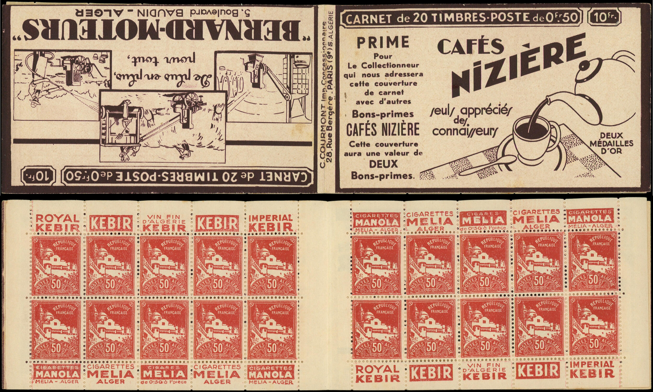 ALGERIE C79Ab-3 : 50c. rouge, S. ALGERIE, CAFES ...