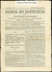 JOURNAL DES INSTITUTEURS du 11/9/70 non timbré. En page 3 "L'Impôt ...