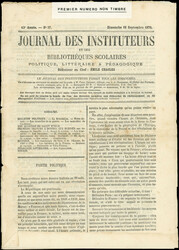 JOURNAL DES INSTITUTEURS du 11/9/70 non timbré. En page 3 "L'Impôt ...