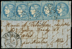 Boules de Moulins N°45A, 5 ex. déf. obl. GC 532 s. LAC de LONDRES ...