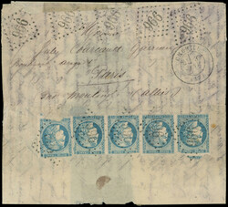 Boules de Moulins N°45A BANDE de 4 + 1 ex. qqs déf., obl. GC 996 au ...