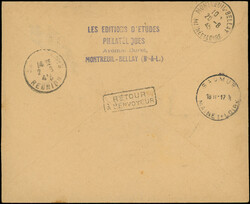 SAUMUR LIBERATION 1 : vignette bleue et rouge s. Env. affr. N°699, ...