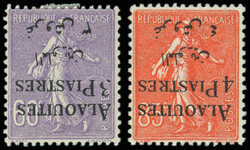 ALAOUITES 11d et 12a : surcharge RENVERSEE, TB (Catalog value 175,-)