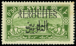 ALAOUITES 24e : 0p.50 vert-jaune, DOUBLE surcharge, TB (Catalog value ...