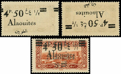 ALAOUITES 44 : 4p.50 sur 0p.75 brun-orange, surch. au RECTO-VERSO, 2 ...
