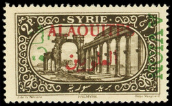 ALAOUITES PA 5a : 2p. sépia, AVION en vert à droite, TB (Catalog ...