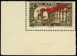 ALAOUITES PA 9 : 2p. sépia, surchargé ALAOUITES rouge + surcharge ...