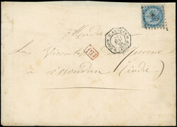 COCHINCHINE CG N°4 20c. bleu obl. Los. CCH s. Env., càd CORR. D ...