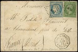 COCHINCHINE CG N°8 (touché à gauche) et N°12 Cérès 20c. bleu ...