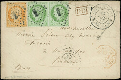 COCHINCHINE CG N°13 et 17 paire, Cérès 40c. orange et 5c. vert obl ...