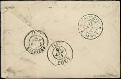 COCHINCHINE CG N°13 et 17 paire, Cérès 40c. orange et 5c. vert obl ...