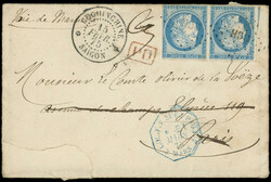 COCHINCHINE CG N°23 paire obl. CCH s. Env., càd COCHINCHINE-SAIGON ...