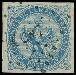 COCHINCHINE CG N°4 : 25c. bleu obl. Losange CCN7, TTB (Catalog value ...