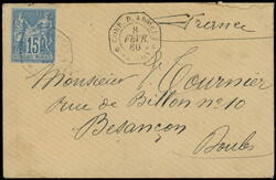 COCHINCHINE CG N°41 15c. bleu obl. càd CORR. D. ARMEES SAIGON ...