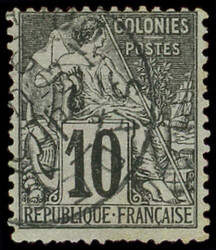 COCHINCHINE CG N°50 : 10c. noir sur lilas obl. càd ...