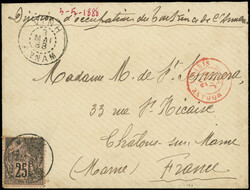 COCHINCHINE CG N°54 : 25c. noir sur rose obl. càd VINH-ANNAM 8/5/88 ...