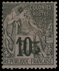 MADAGASCAR 1d : 25 au lieu de 05 s. 10c. noir s. lilas, ERREUR, ...