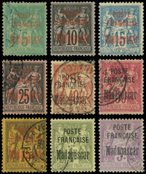 MADAGASCAR 14/22 (N°15 neuf sans gomme), obl., TB (Catalog value 625 ...
