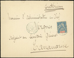 MADAGASCAR 33 : 15c. bleu obl. càd SAMBAVA 11/8/02 s. Env., arr. ...