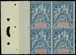 MADAGASCAR 45 : 25c. bleu, BLOC de 4 bdf, TB (Catalog value 320,-)