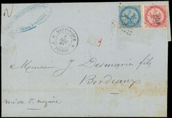 MARTINIQUE CG N°4 et 6 obl. Losange MQE s. Lettre, càd MARTINIQUE ...