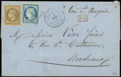 MARTINIQUE CG N°9 et 12 : 30c. brun et 20c. bleu obl. MQE s. LSC, ...
