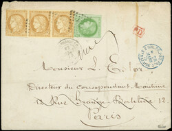 MARTINIQUE CG N°17 et 22 BANDE de 3 obl. Los. MQE s. Env., càd FORT ...