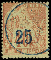 NOSSI-BE 6A : 25 sur 40c. rouge-orange, surcharge outremer, ...