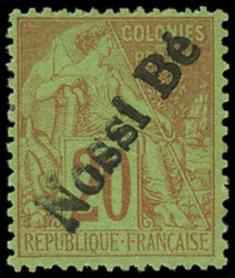 NOSSI-BE 25 : 20c. brique sur vert, T IV, TB. C (Catalog value 750,-)