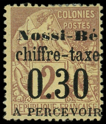 NOSSI-BE Taxe 2 : 0.30 sur 2c. lilas-brun sur paille, TB. C (Catalog ...