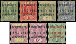 NOUVELLES HEBRIDES 20/26 : surchargés SPECIMEN, N°24/26 (*), ...