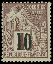 SENEGAL 3B : 10 sur 4c. lilas-brun, T III, TB. Br (Catalog value 660 ...