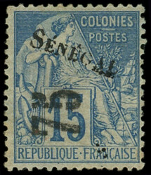 SENEGAL 6 : 75 sur 15c. bleu, TB. Br (Catalog value 625,-)