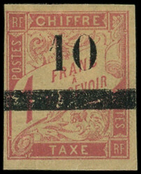 SENEGAL Taxe 3 : 10 sur 1f. rose s. paille, TB (Catalog value 675,-)