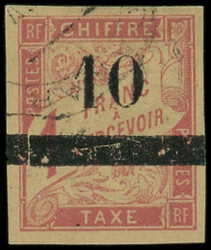 SENEGAL Taxe 3 : 10 sur 1f. rose sur paille, obl., TB (Catalog value ...