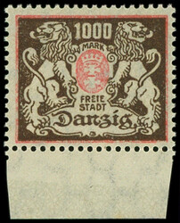 DANTZIG 111a : 1000 rouge et sépia, filigrane B vertical, bdf, TB ...