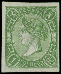 ESPAGNE 69 : 1r. vert, TB, certif. Graus (Catalog value 450,-)
