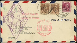 ESPAGNE 285 : 4p. lie de vin et 10p. brun obl. SEVILLA 19/5/30 s. Env ...