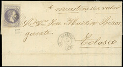 ESPAGNE Carlistes 2 : 1r. violet obl. Losange de pts s. LAC, càd ...