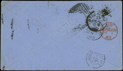 GRANDE BRETAGNE 26 : 1p. rouge-carmin, BANDE de 5 obl. càd ...