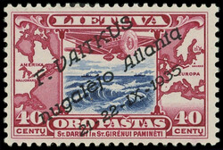 LITUANIE PA 94 : 40c. rose-lilas et bleu, TB (Catalog value 400,-)