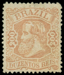 BRESIL 50 : 200r. rouge-brun, papier vergé, TB (Catalog value 650,-)