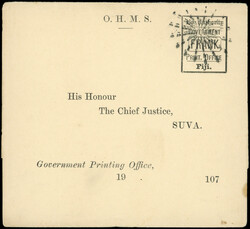 FIDJI Bande entier Frank, obl. entête O.H.M.S., TB