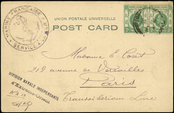 HONG KONG 100 : 2c. vert, PAIRE obl. càd 3/2/13 pour Paris + griffe ...