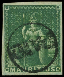 ILE MAURICE 12 : (4p) vert, obl., TB (Catalog value 350,-)