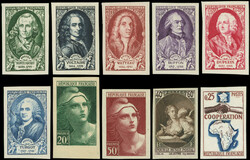 Non Dentelés, lot de 91 ex. semi-modernes et modernes * et **, dont ...